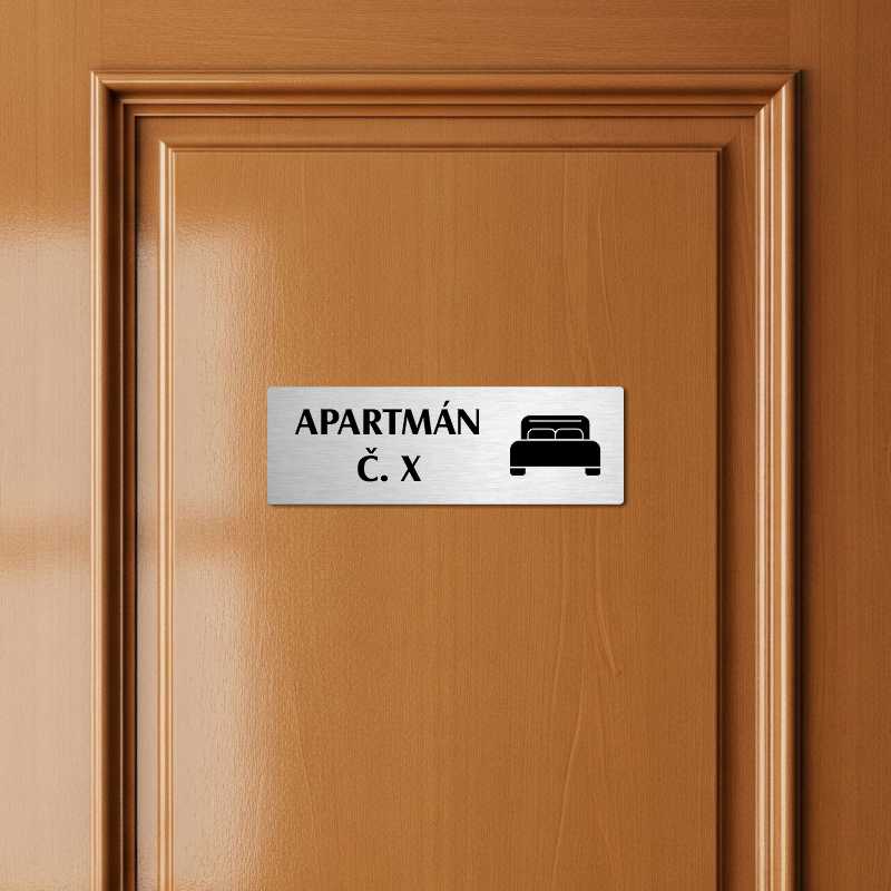 Apartmán č., 200x66mm, zlatá popiska s ozdobou uprostřed